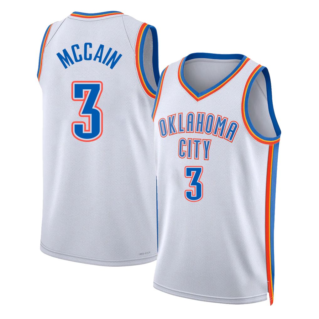 Oklahoma City #3 McCain Player Basketball Sleeveless White Jersey Jared For Adult Youth