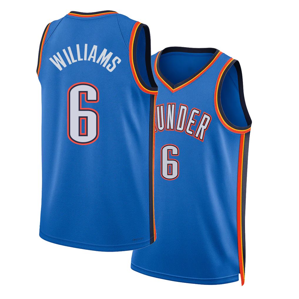 Oklahoma City #6 Williams Player Basketball Sleeveless Blue Jersey Jaylin For Adult Youth