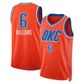 Oklahoma City #6 Williams Player Basketball Sleeveless Orange Jersey Jaylin For Adult Youth