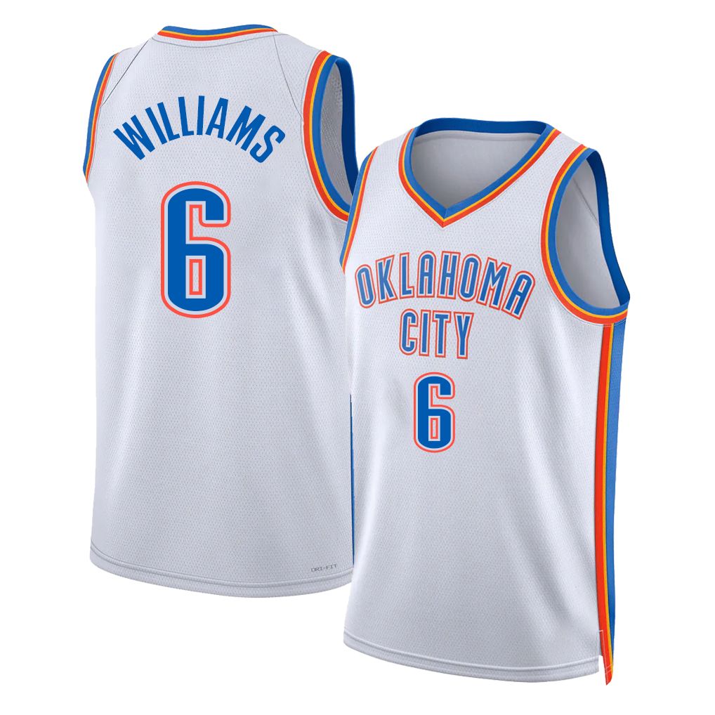 Oklahoma City #6 Williams Player Basketball Sleeveless White Jersey Jaylin For Adult Youth