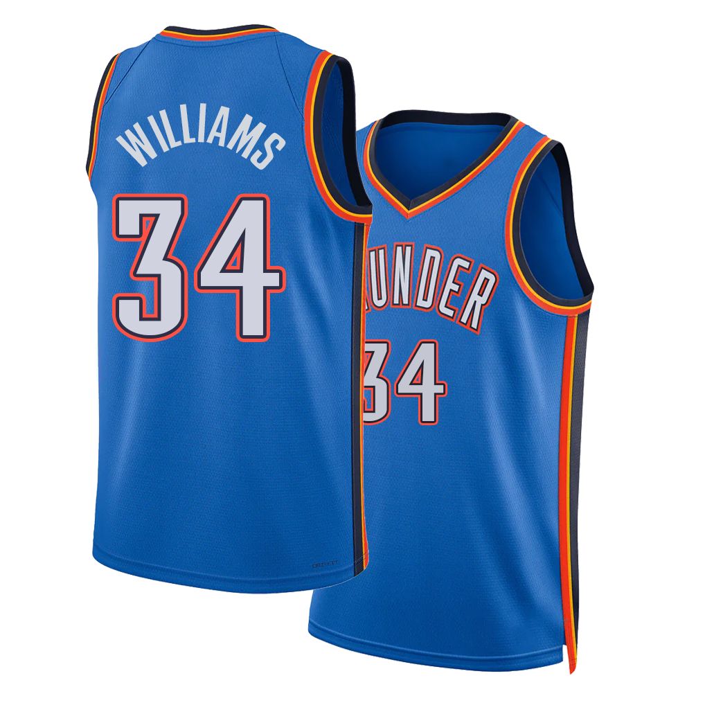 Oklahoma City #34 Williams Player Basketball Sleeveless Blue Jersey Kenrich For Adult Youth