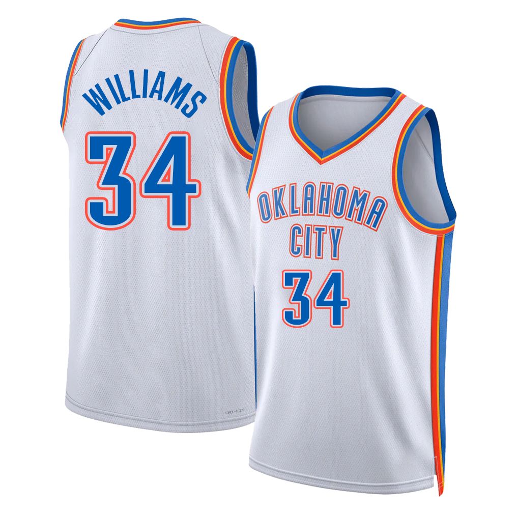 Oklahoma City #34 Williams Player Basketball Sleeveless White Jersey Kenrich For Adult Youth