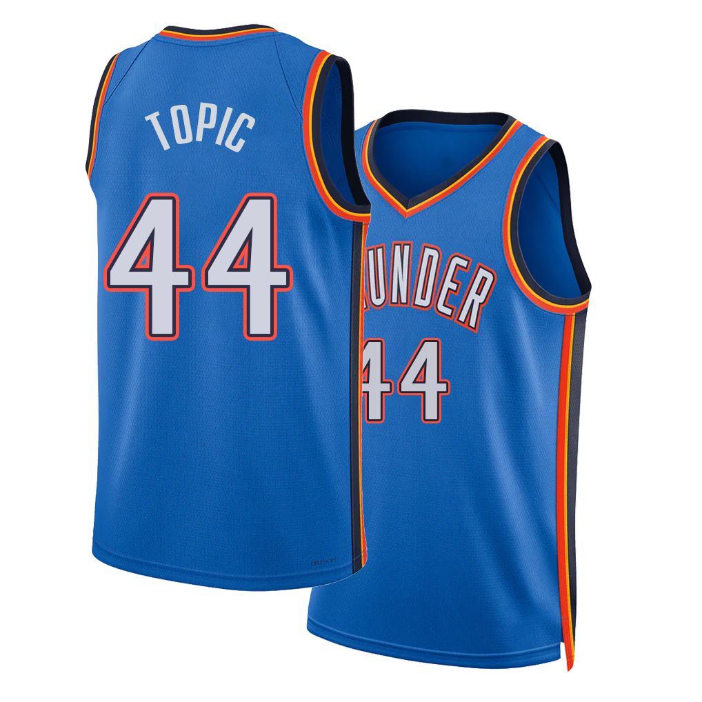 Oklahoma City #44 Topic Player Basketball Sleeveless Blue Jersey Nikola For Adult Youth