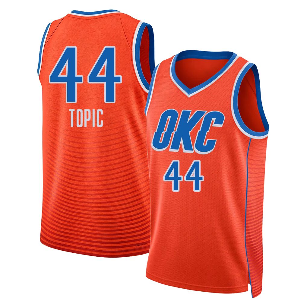 Oklahoma City #44 Topic Player Basketball Sleeveless Orange Jersey Nikola For Adult Youth