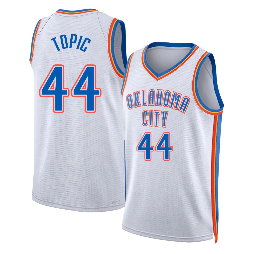 Oklahoma City #44 Topic Player Basketball Sleeveless White Jersey Nikola For Adult Youth