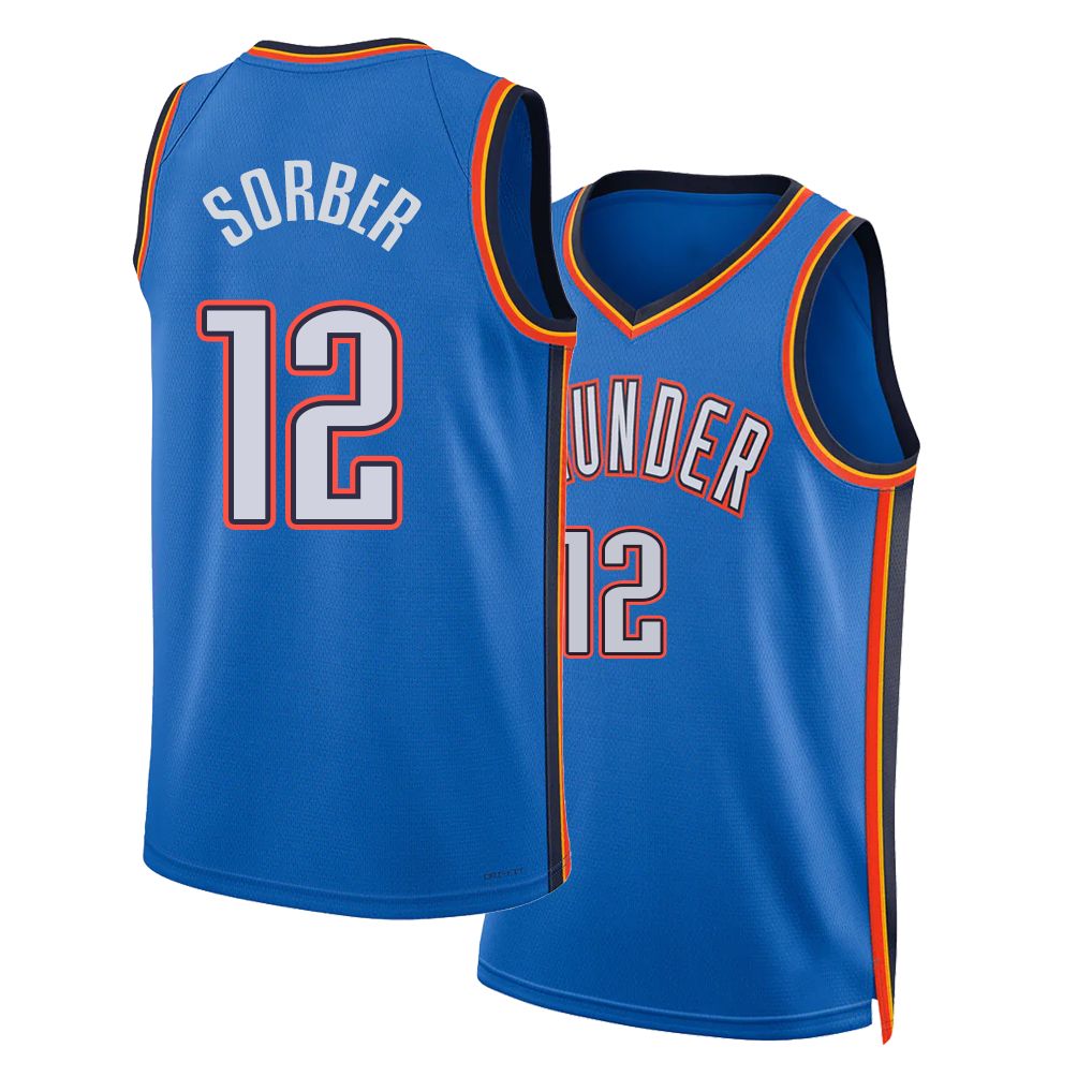 Oklahoma City #12 Sorber Player Basketball Sleeveless Blue Jersey Thomas For Adult Youth