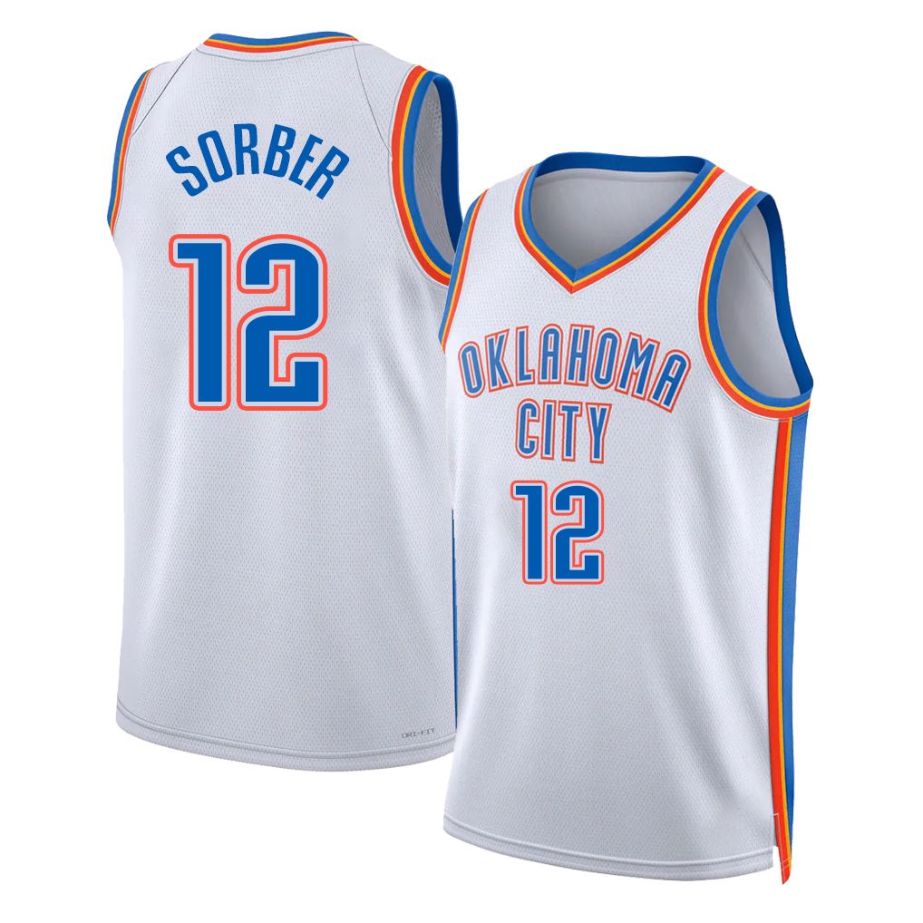 Oklahoma City #12 Sorber Player Basketball Sleeveless White Jersey Thomas For Adult Youth
