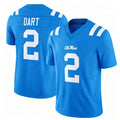 Ole Miss #2 Dart Player College Football V Neck Short Sleeve Blue Jersey Jaxson For Men Youth Women