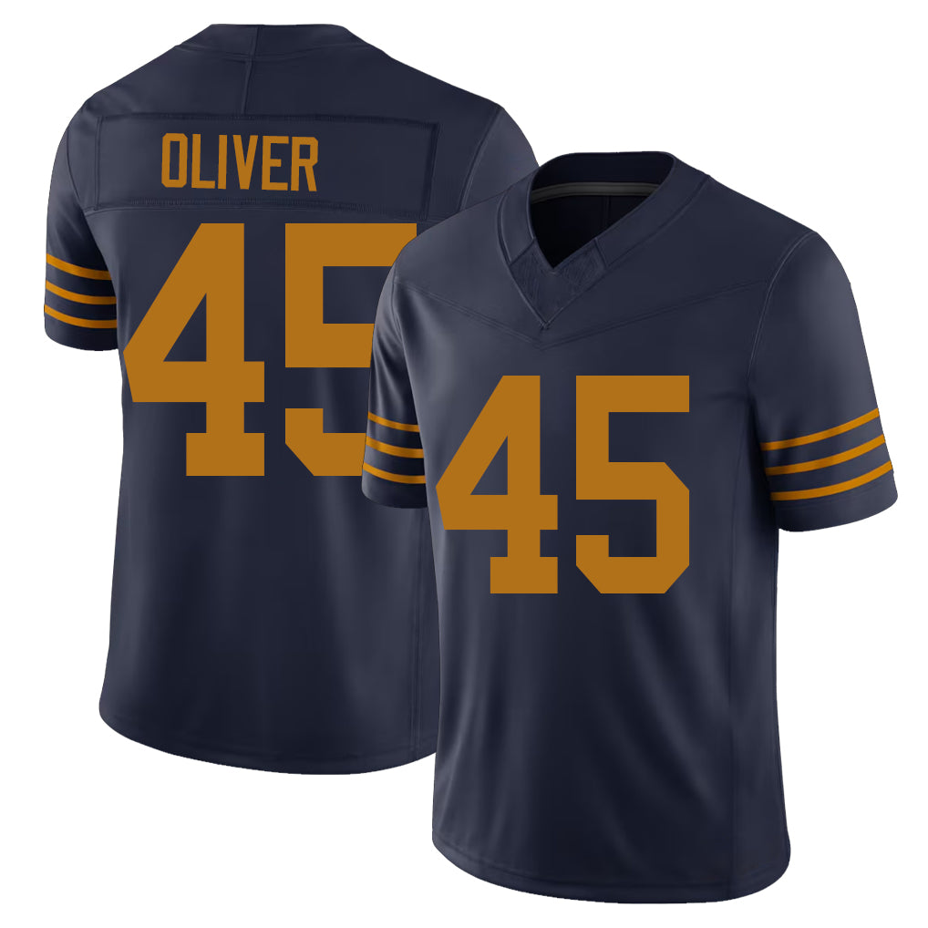 Green Bay #45 Oliver Player Football V Neck Short Sleeve Navy Jersey Collin For Men Youth Women Gift