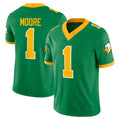 Oregon #1 Moore Player College Football V Neck Short Sleeve Green Jersey Dakorien For Men Youth Women