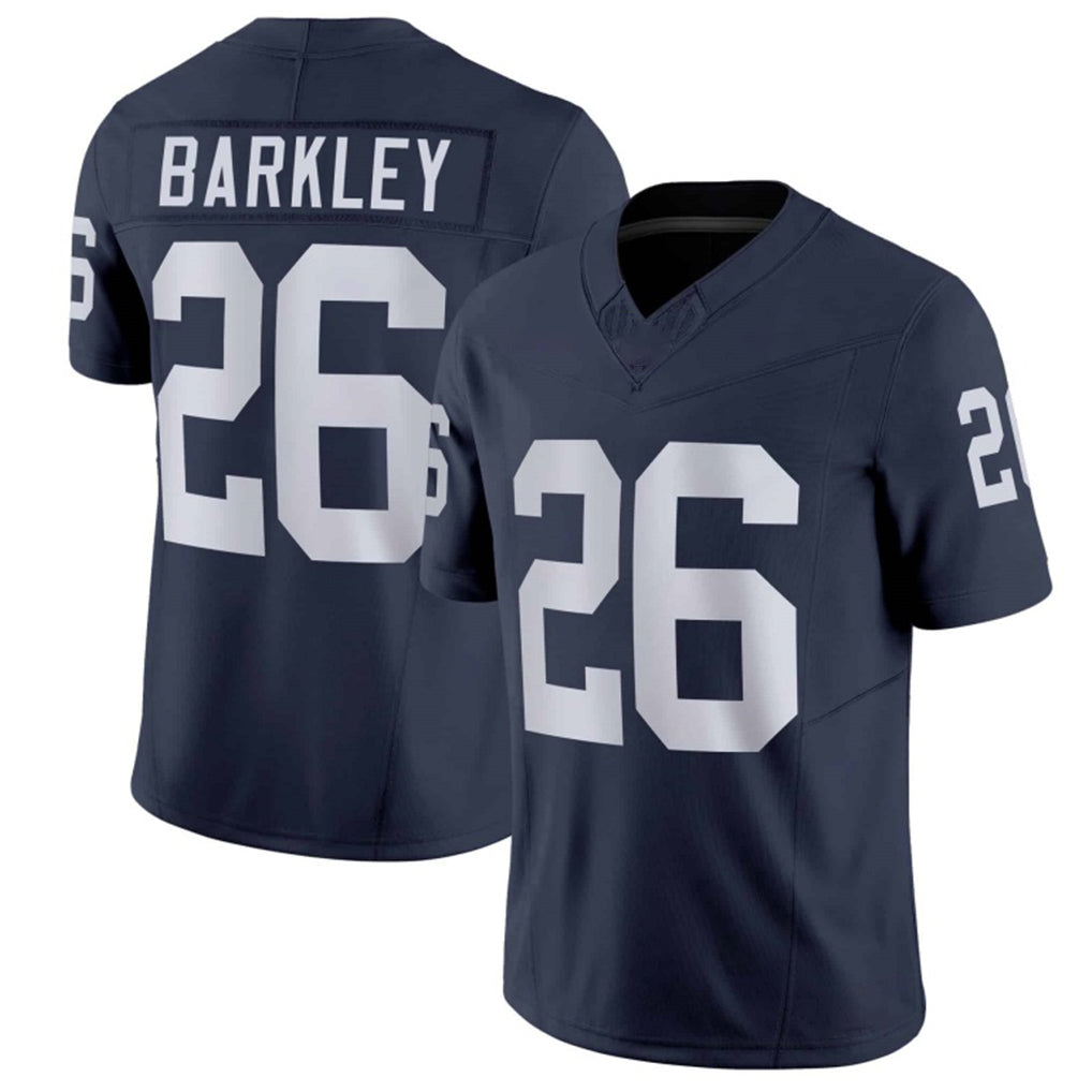 Penn St. #26 Barkley Player College Football V Neck Short Sleeve Navy Jersey Saquon For Men Youth Women