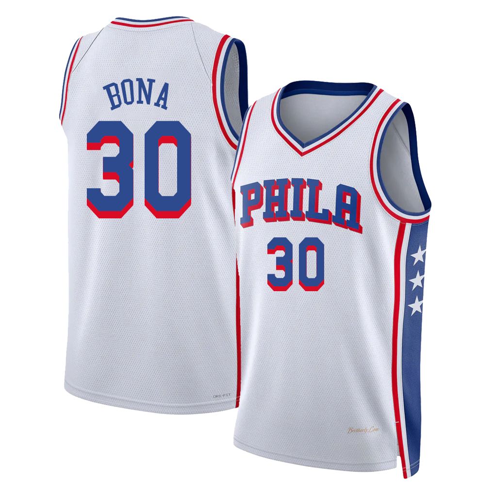 Philadelphia #30 Bona Player Basketball Sleeveless White Jersey Adem For Adult Youth