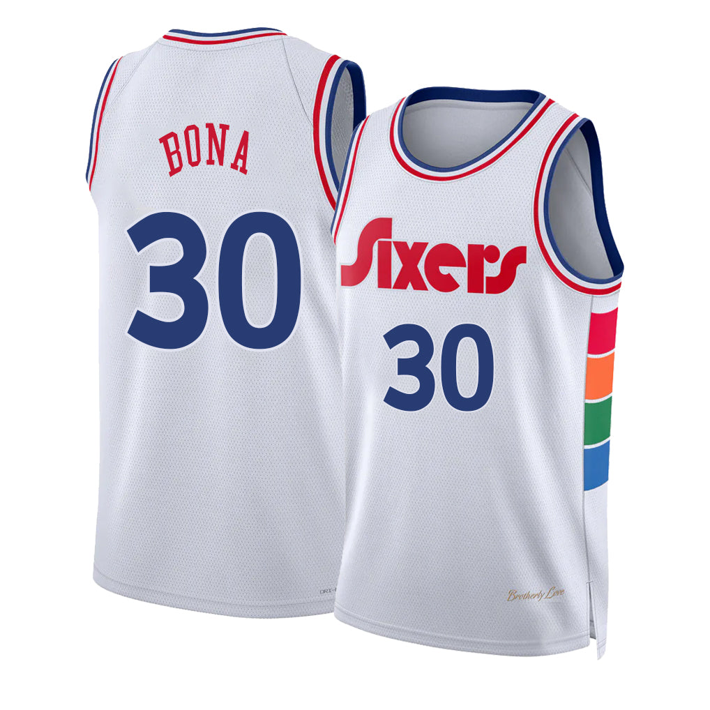 Philadelphia #30 Bona Player Basketball Sleeveless White Jersey Adem For Adult Youth