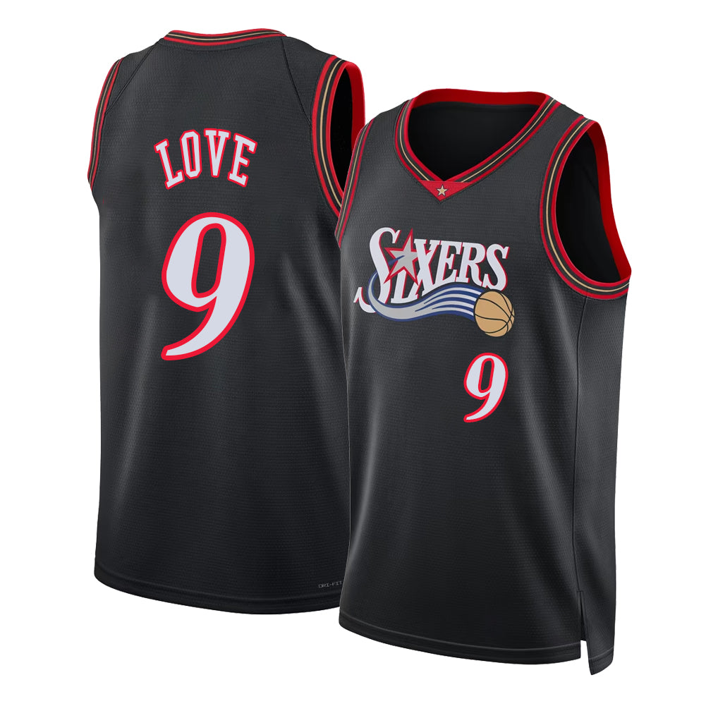 Philadelphia #9 Love Player Basketball Sleeveless Black Jersey Caleb For Adult Youth