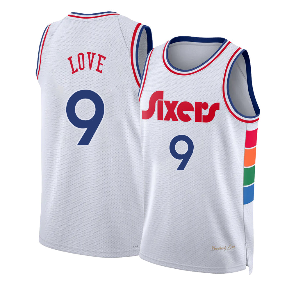 Philadelphia #9 Love Player Basketball Sleeveless White Jersey Caleb For Adult Youth