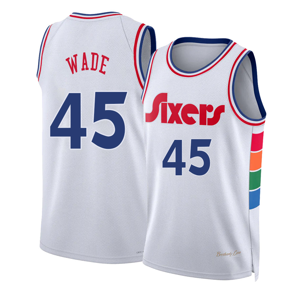 Philadelphia #45 Wade Player Basketball Sleeveless White Jersey Dean For Adult Youth