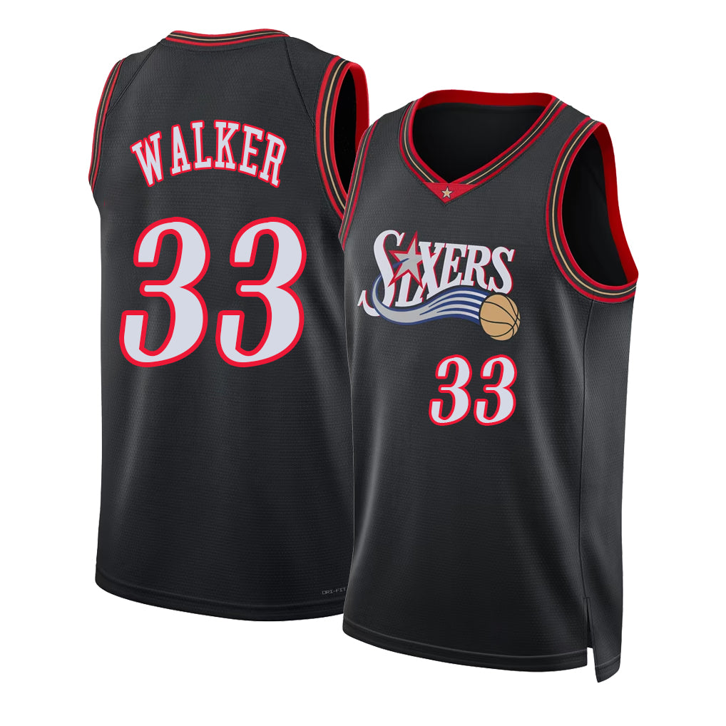 Philadelphia #33 Walker Player Basketball Sleeveless Black Jersey Jabari For Adult Youth