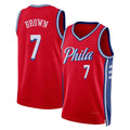 Philadelphia #7 Brown Player Basketball Sleeveless Red Jersey Jaylen For Adult Youth