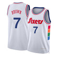 Philadelphia #7 Brown Player Basketball Sleeveless White Jersey Jaylen For Adult Youth