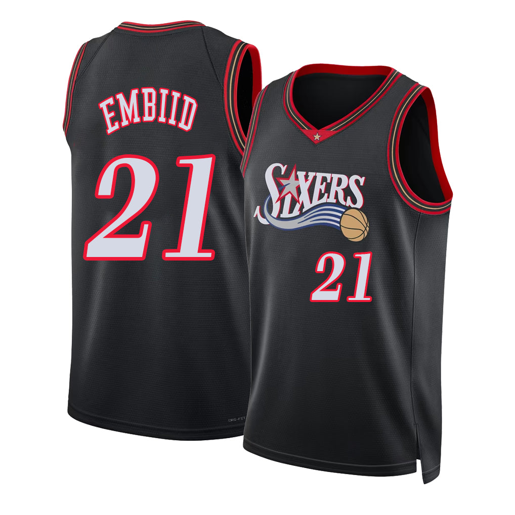 Philadelphia #21 Embiid Player Basketball Sleeveless Black Jersey Joel For Adult Youth