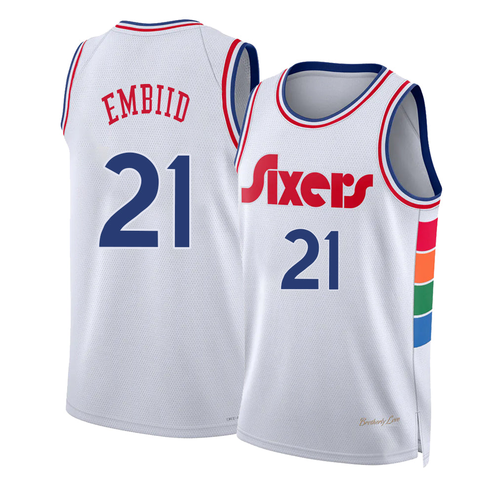 Philadelphia #21 Embiid Player Basketball Sleeveless White Jersey Joel For Adult Youth