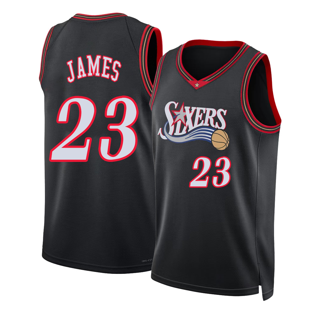 Philadelphia #23 James Player Basketball Sleeveless Black Jersey LeBron For Adult Youth
