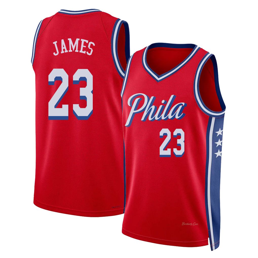 Philadelphia #23 James Player Basketball Sleeveless Red Jersey LeBron For Adult Youth