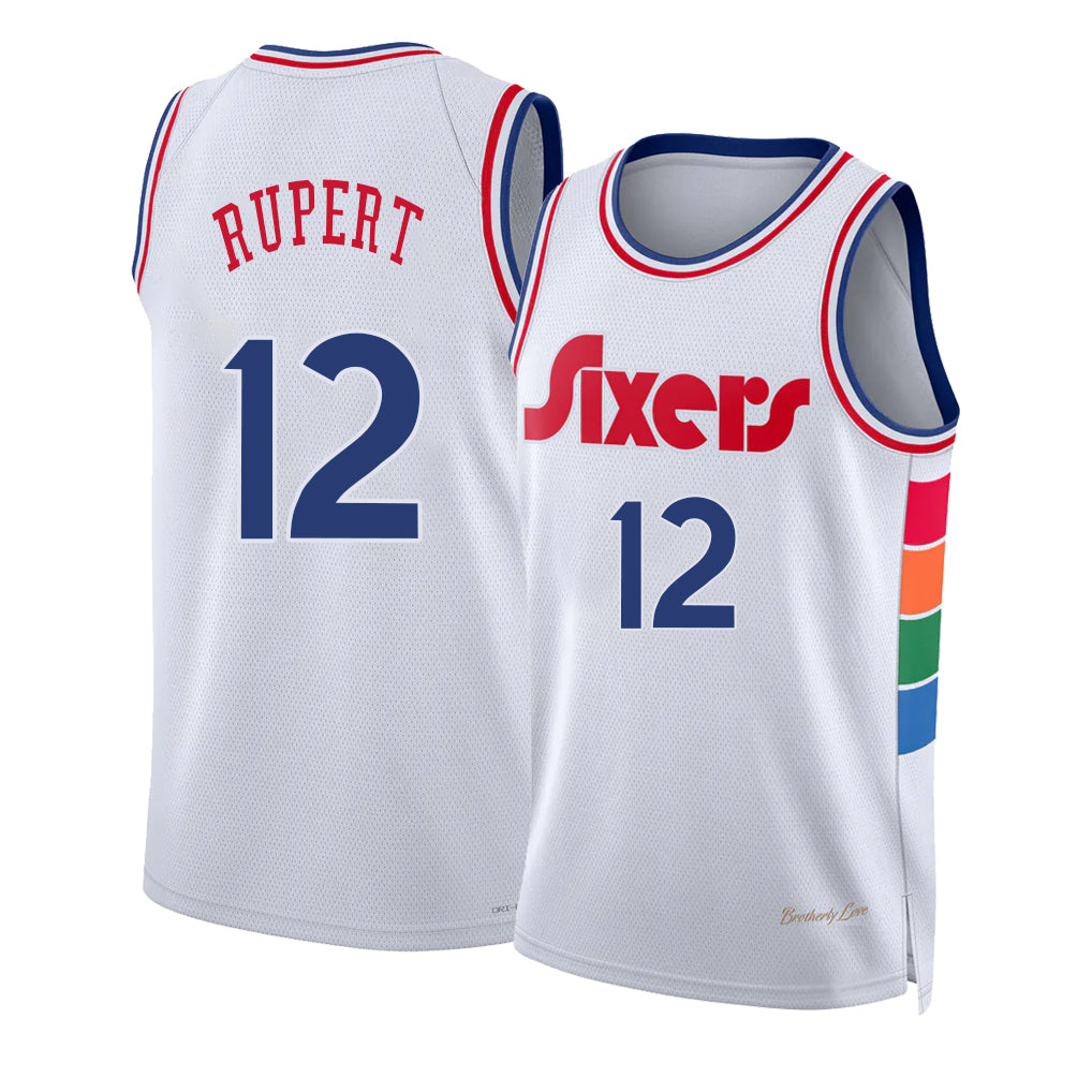 Philadelphia #12 Rupert Player Basketball Sleeveless White Jersey Rayan For Adult Youth