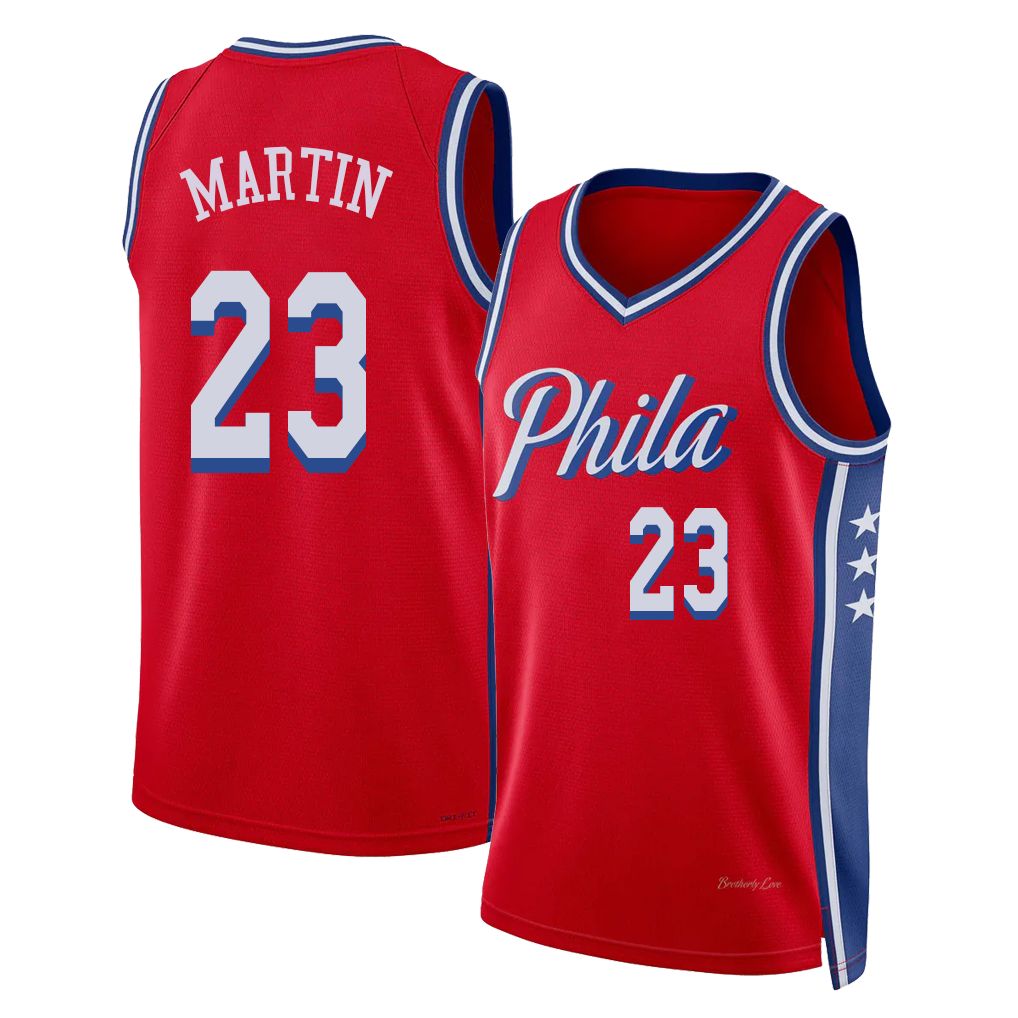 Philadelphia #23 Martin Player Basketball Sleeveless Red Jersey Tyrese For Adult Youth
