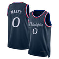 Philadelphia #0 Maxey Player Basketball Sleeveless Navy Jersey Tyrese For Adult Youth