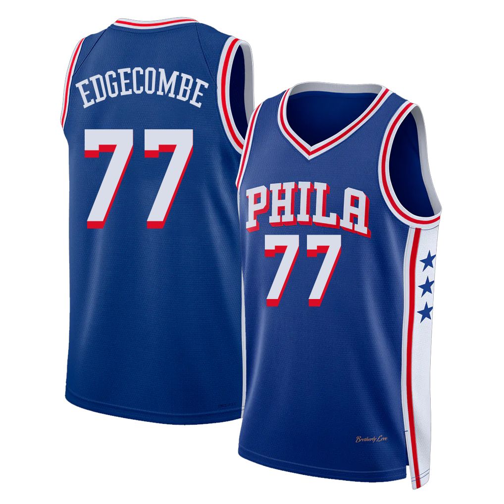 Philadelphia #77 Edgecombe Player Basketball Sleeveless Royal Jersey VJ For Adult Youth