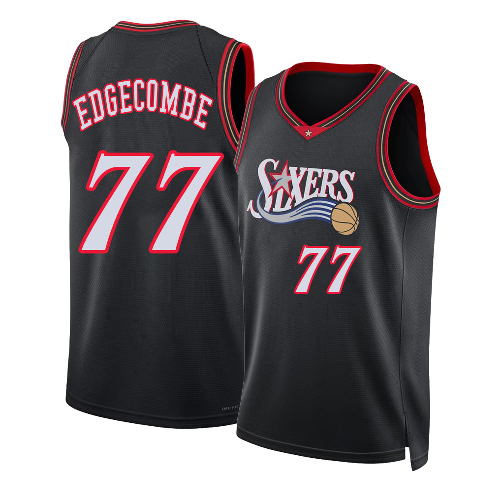Philadelphia #77 Edgecombe Player Basketball Sleeveless Black Jersey VJ For Adult Youth