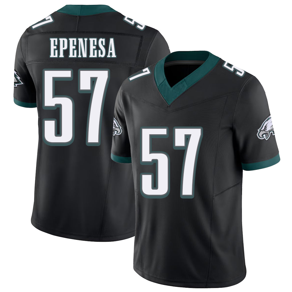 Philadelphia #57 Epenesa Player Football V Neck Short Sleeve Black Jersey A.J. For Men Youth Women Gift