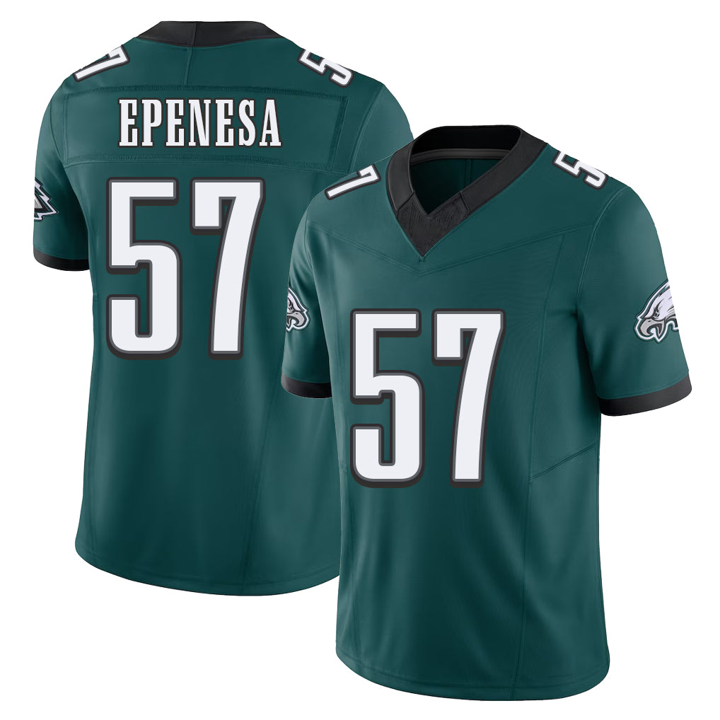 Philadelphia #57 Epenesa Player Football V Neck Short Sleeve Midnight Green Jersey A.J. For Men Youth Women Gift
