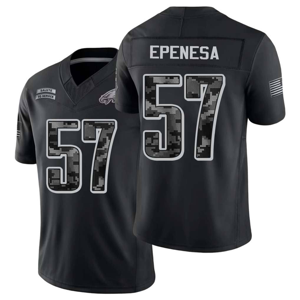 Philadelphia #57 Epenesa Player Football V Neck Short Sleeve Black Jersey A.J. For Men Youth Women Gift