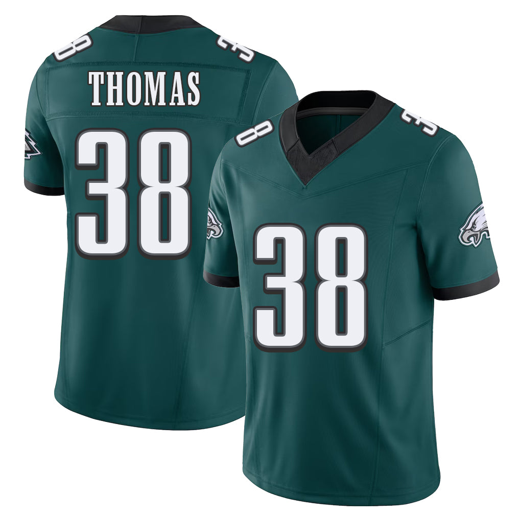 Philadelphia #38 Thomas Player Football V Neck Short Sleeve Midnight Green Jersey Ambry For Men Youth Women Gift