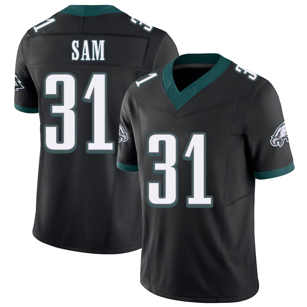 Philadelphia #31 Sam Player Football V Neck Short Sleeve Black Jersey Andre' For Men Youth Women Gift