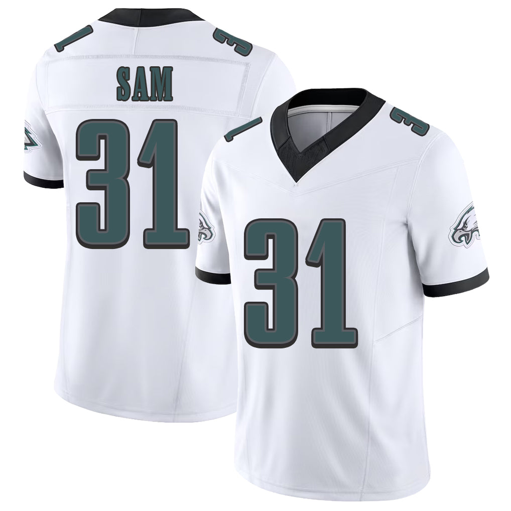 Philadelphia #31 Sam Player Football V Neck Short Sleeve White Jersey Andre' For Men Youth Women Gift