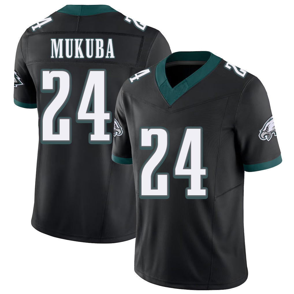 Philadelphia #24 Mukuba Player Football V Neck Short Sleeve Black Jersey Andrew For Men Youth Women Gift