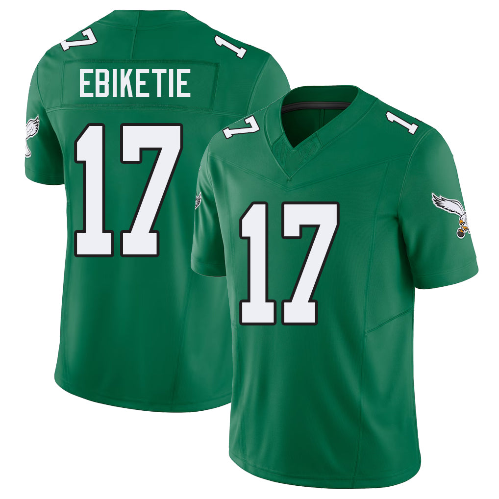 Philadelphia #17 Ebiketie Player Football V Neck Short Sleeve Kelly Green Jersey Arnold For Men Youth Women Gift
