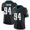 Philadelphia #94 Young Player Football V Neck Short Sleeve Black Jersey Byron For Men Youth Women Gift