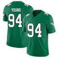 Philadelphia #94 Young Player Football V Neck Short Sleeve Kelly Green Jersey Byron For Men Youth Women Gift
