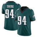 Philadelphia #94 Young Player Football V Neck Short Sleeve Midnight Green Jersey Byron For Men Youth Women Gift