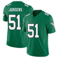 Philadelphia #51 Jurgens Player Football V Neck Short Sleeve Kelly Green Jersey Cam For Men Youth Women Gift