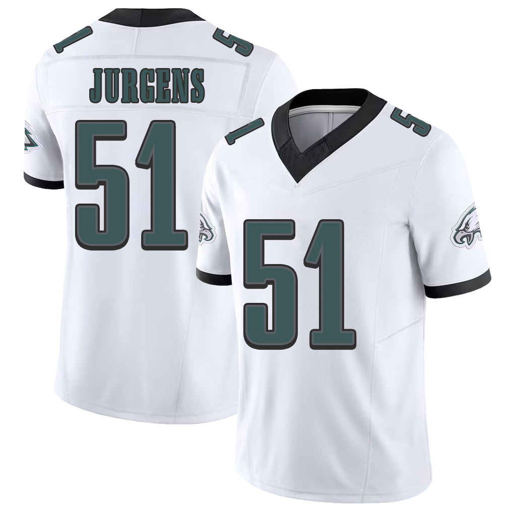Philadelphia #51 Jurgens Player Football V Neck Short Sleeve White Jersey Cam For Men Youth Women Gift
