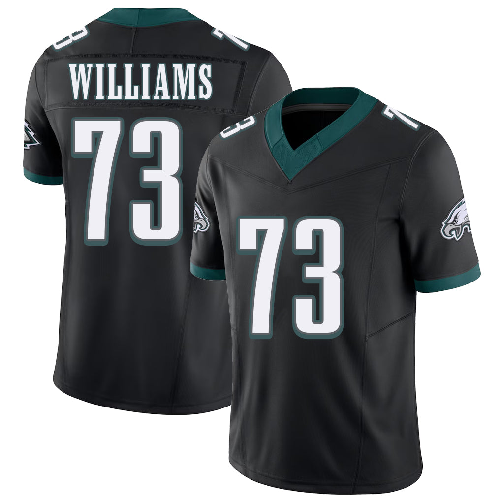 Philadelphia #73 Williams Player Football V Neck Short Sleeve Black Jersey Cameron For Men Youth Women Gift