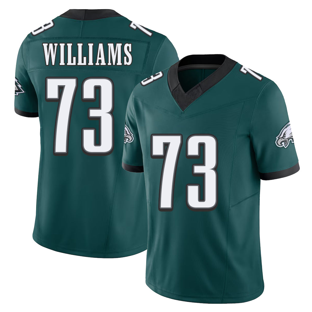 Philadelphia #73 Williams Player Football V Neck Short Sleeve Midnight Green Jersey Cameron For Men Youth Women Gift