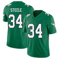 Philadelphia #34 Steele Player Football V Neck Short Sleeve Kelly Green Jersey Carson For Men Youth Women Gift