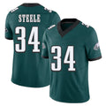 Philadelphia #34 Steele Player Football V Neck Short Sleeve Midnight Green Jersey Carson For Men Youth Women Gift
