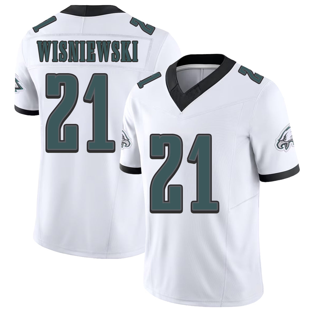 Philadelphia #21 Wisniewski Player Football V Neck Short Sleeve White Jersey Cole For Men Youth Women Gift